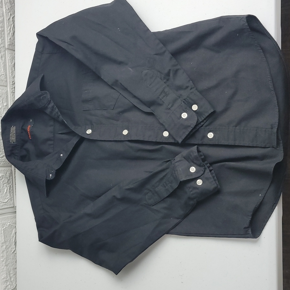 Boys, button up shirt, black, size 12
